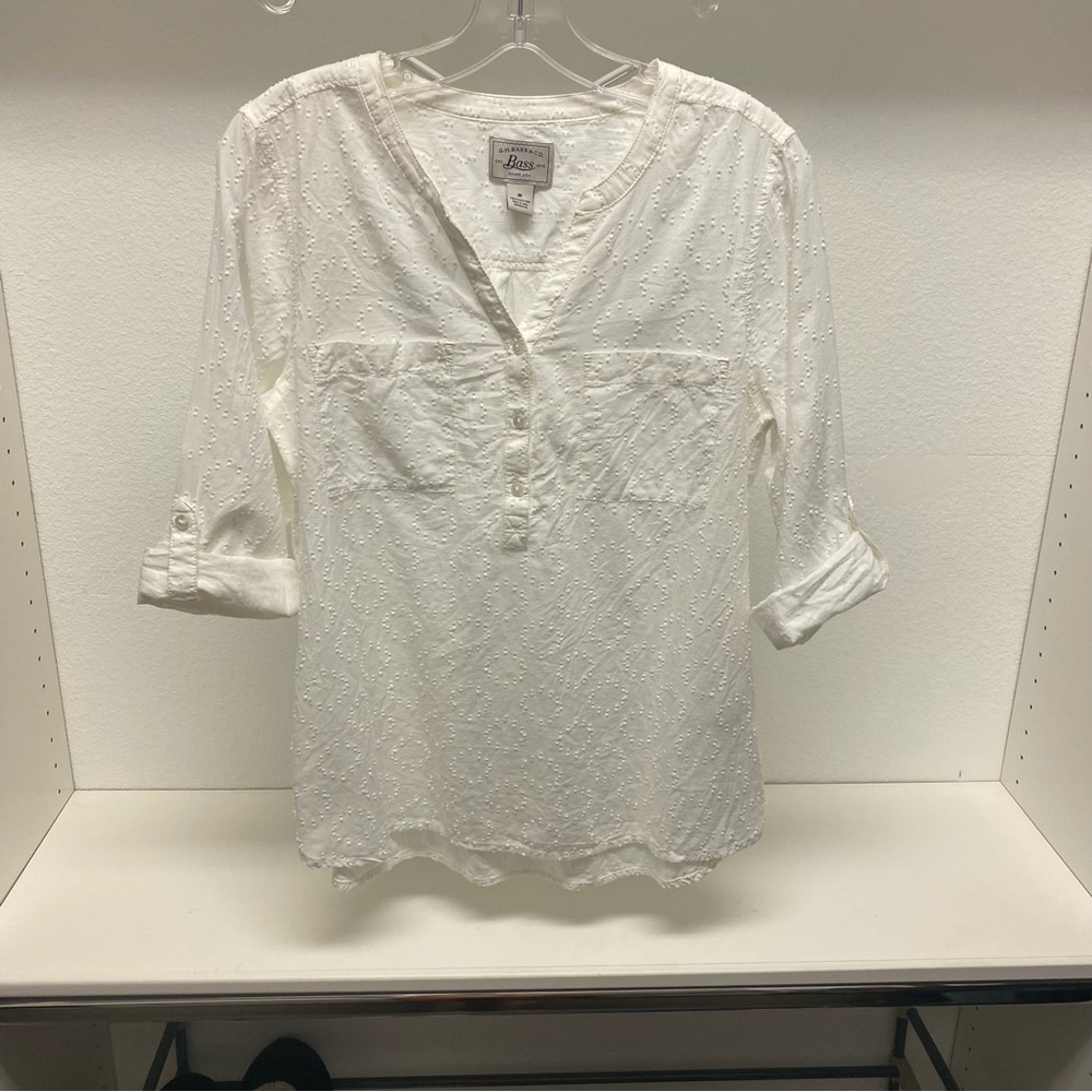Bass White Cotton Blouse, M